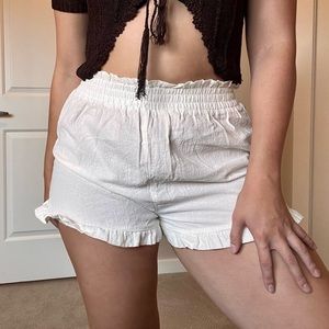 SHEIN White Ruffle Detail Shorts